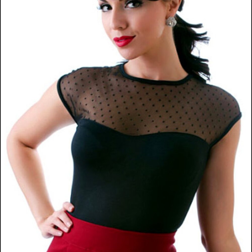 NWT Small/Medium Rocksteady Miss Fancy Top Retro Pinup Rockabilly Goth Modcloth - Picture 2 of 8